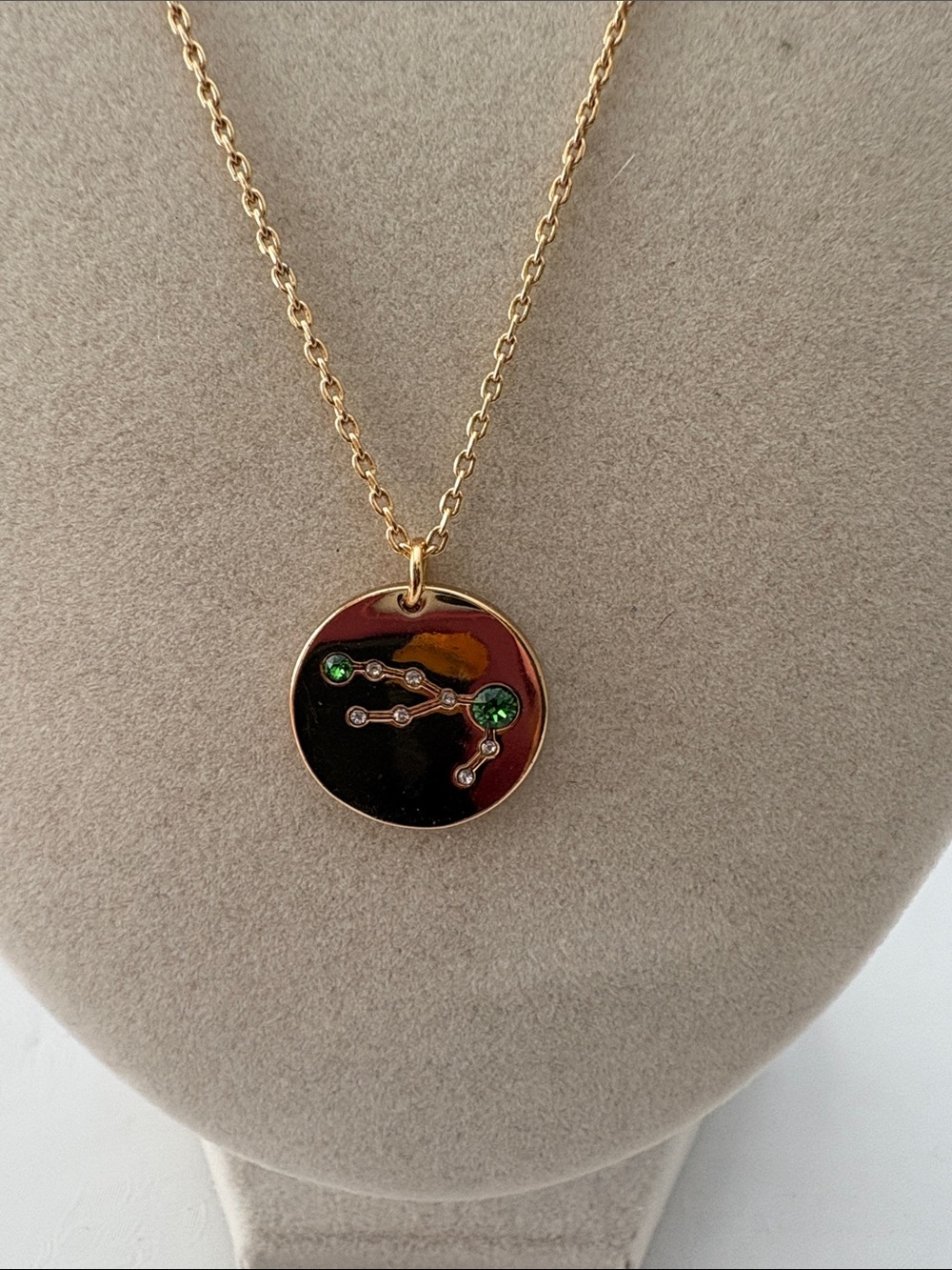 Taurus Gold-Tone Green Crystal Constellation Pendant Necklace
